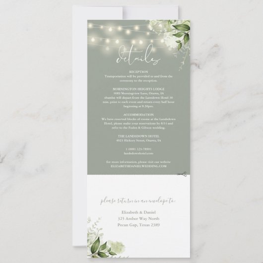 String Lights Bloemen Salie Groen Alles In Een Bru Kaart (Achterkant)