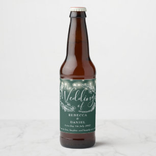 String Lights Bloemen Smaragd Groene Bruiloft Bier Etiket
