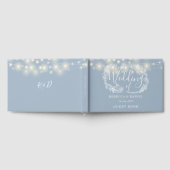 String Lights Bloemen Stoffig Blauw Bruiloft Gastenboek (Volledig)