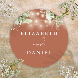 String Lights Bloemen Terracotta Bruiloft Favor Ronde Sticker