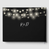 String Lights Bloemen Zwart-wit bruiloft Gastenboek (Achterkant)