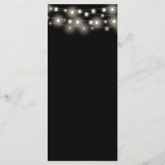 String Lights Bloemen Zwart-wit bruiloft Menu (Achterkant)