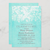 String Lights Blue Engagement Party Kaart (Voorkant / Achterkant)