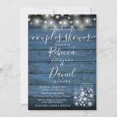 String Lights Blue Jars Script Couples Shower Kaart (Voorkant)