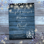 String Lights Blue Jars Script Couples Shower Kaart