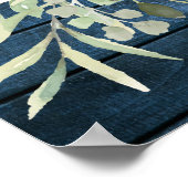 String Lights Blue Rustic Floral Seating Chart Poster (Hoek)