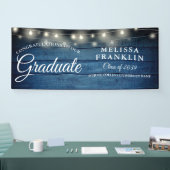 String Lights Blue Rustic Wood Afstuderen Banner (Beurs)