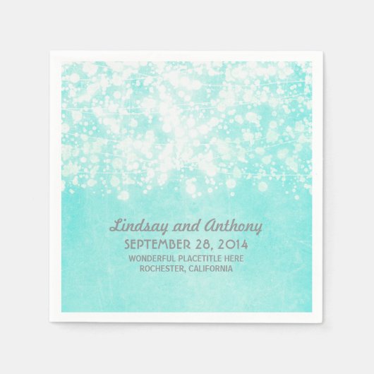 String Lights  Blue Wedding Servet (Voorkant)