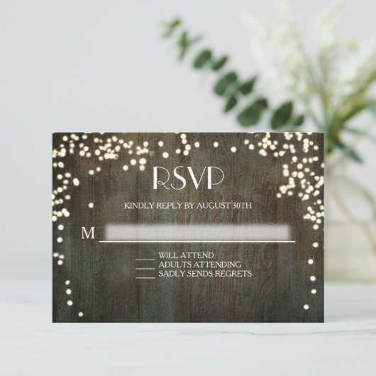 String Lights Boerderij Barn Rustic Wood RSVP-resp RSVP Kaartje (Staand voorkant)
