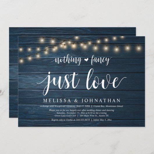 String Lights Boerderij, Wedding Elopement Dinner Kaart (Voorkant / Achterkant)