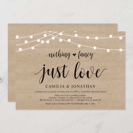 String Lights Boerderij Wood, Weddenschap Elopemen Kaart (Voorkant / Achterkant)