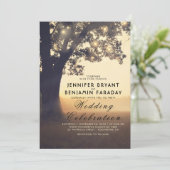 String Lights Boom Avond Zonsondergang Rustieke Br Kaart (Staand voorkant)