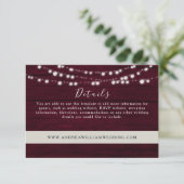 String Lights Bourgondische bruiloft details Informatiekaartje (Staand voorkant)