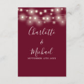 String Lights Bourgondische bruiloft details Informatiekaartje (Achterkant)