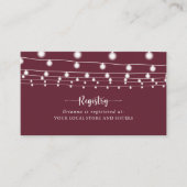 String Lights Bourgondische bruiloft Gift Registry Informatiekaartje (Voorkant)