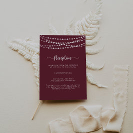 String Lights Bourgondische bruiloft receptie Informatiekaartje