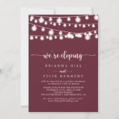 String Lights Bourgondische Elopement Receptie Kaart (Voorkant)