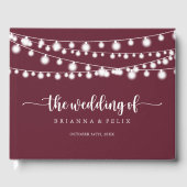 String Lights Bourgondische kalligrafie bruiloft Gastenboek (Voorkant)
