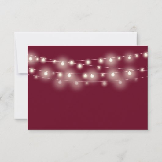 String Lights Bourgondische Script Maaltijdkeuze RSVP Kaartje (Achterkant)