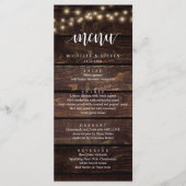String Lights Brown Kraft Wedding Elopement Dinner Menu (Voorkant)