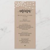 String Lights Brown Kraft Wedding Elopement Dinner Menu (Voorkant)