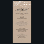 String Lights Brown Kraft Wedding Elopement Dinner Menu<br><div class="desc">Moderne Rustic Brown Kraft,  String Lights Wedding Elopement Menu Kaart. Eenvoudig aan te passen en aan uw behoeften aan te passen,  en uw gasten zullen enthousiast zijn wanneer zij deze perfecte en stijlvolle menu van het diner zien.</div>