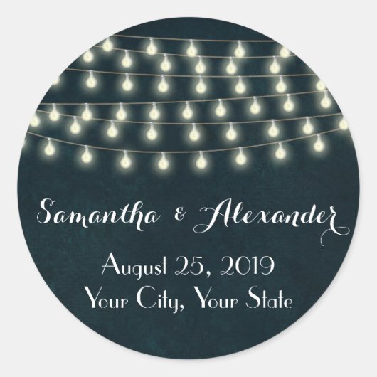 String Lights Bruiloft Envelop Seal / Favor Ronde Sticker (Voorkant)