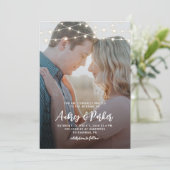 String Lights Bruiloft Foto uitnodiging (Staand voorkant)