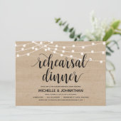String Lights bruiloft repetitie diner uitnodiging (Staand voorkant)