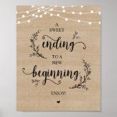 String Lights, bruin hout, huwelijksfeesten Poster (Voorkant)