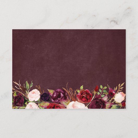 String Lights Burgundy Floral Lace Wedding Details Informatiekaartje (Achterkant)