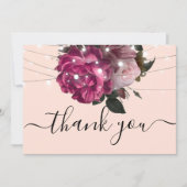 String Lights Burgundy Flowers bedankt Kaart (Voorkant)