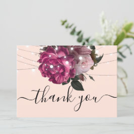 String Lights Burgundy Flowers bedankt Kaart