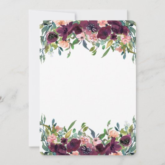 String Lights Burgundy Flowers Quinceañera Kaart (Achterkant)