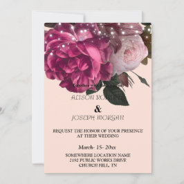 String Lights Burgundy Flowers Weddenschap Kaart