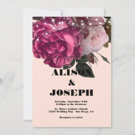 String Lights Burgundy Flowers Weddenschap Kaart