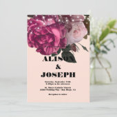 String Lights Burgundy Flowers Weddenschap Kaart (Staand voorkant)