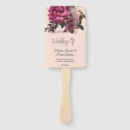 String Lights Burgundy Flowers Wedding Hand Fan Handwaaier