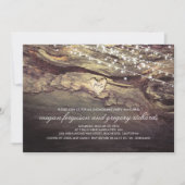 String Lights Carved Heart Rustic Engagement Party Kaart (Voorkant)