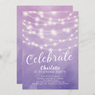 String Lights Celebrate Adult Birthday Invitation Kaart