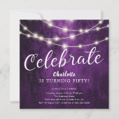 String Lights Celebrate Birthday Invitation Kaart (Voorkant)
