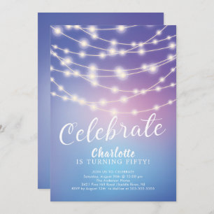 String Lights Celebrate Birthday Invitation Kaart