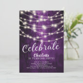 String Lights Celebrate Birthday Invitation Kaart (Staand voorkant)