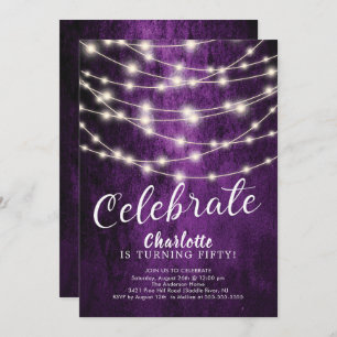 String Lights Celebrate Birthday Invitation Kaart