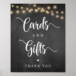 String Lights, Chalkboar, bruiloft en cadeaus Poster