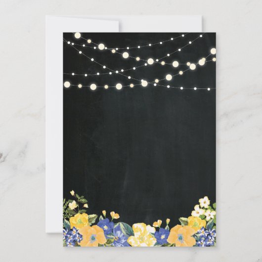 String Lights & Chalkboard Surprise Birthday Party Kaart (Achterkant)