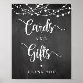 String Lights, Chalkboard Wedding Cards en Gifts Poster (Voorkant)