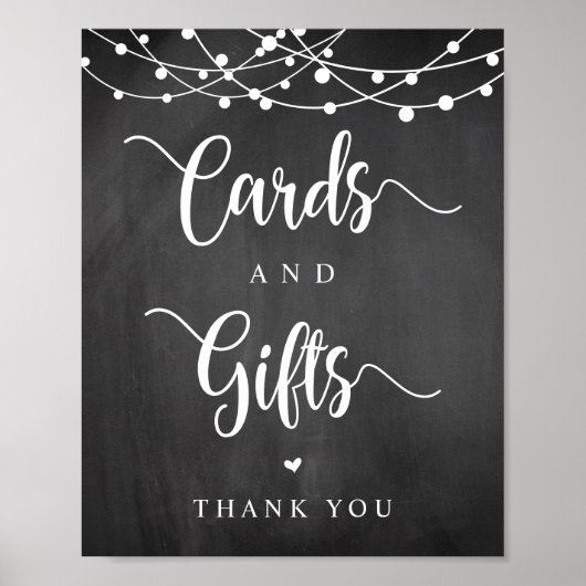 String Lights, Chalkboard Wedding Cards en Gifts Poster (Voorkant)