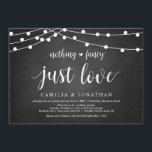 String Lights, Chalkboard, Wedding Elopement Party Kaart<br><div class="desc">Prachtig niets Fancy,  gewoon liefde,  aankondiging van weddenschappen/partijuitnodiging,  in modern Robuust ontwerp,  Boerderij String Lights,  onderwerp van het karton. Dit is perfect voor je trouwreceptie en feest na de bruiloft. Voeg je gegevens toe in het overeenkomende lettertype/lettertype. #TeeshaDerrick</div>