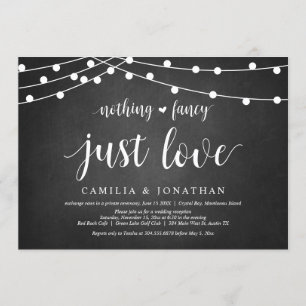 String Lights, Chalkboard, Wedding Elopement Party Kaart